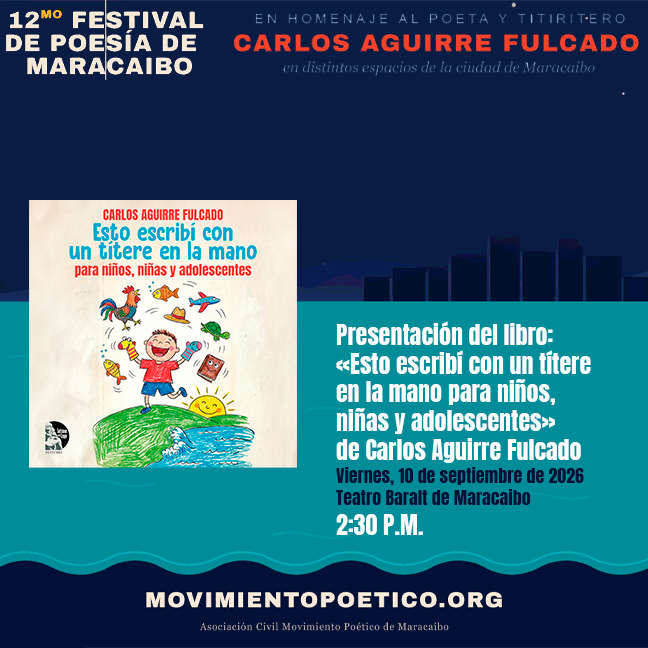 Presentación del libro: «Esto escribí con un títere en la mano para niños, niñas y adolescentes» de Carlos Aguirre Fulcado